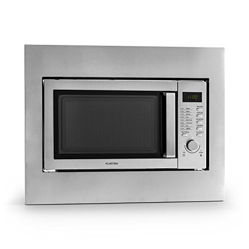 Klarstein Steelwave forno a microonde (800 Watt, 23l, a incasso, piatto girevole, 8 programmi automatici, display LCD, timer) - argento